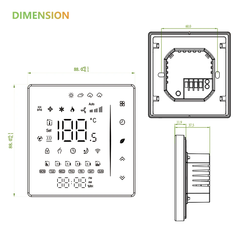 Qiumi Smart WiFi Color Thermostat for Water / Floor Heating Electric / Gas Boiler Works with Alexa Google Home 95~245VAC