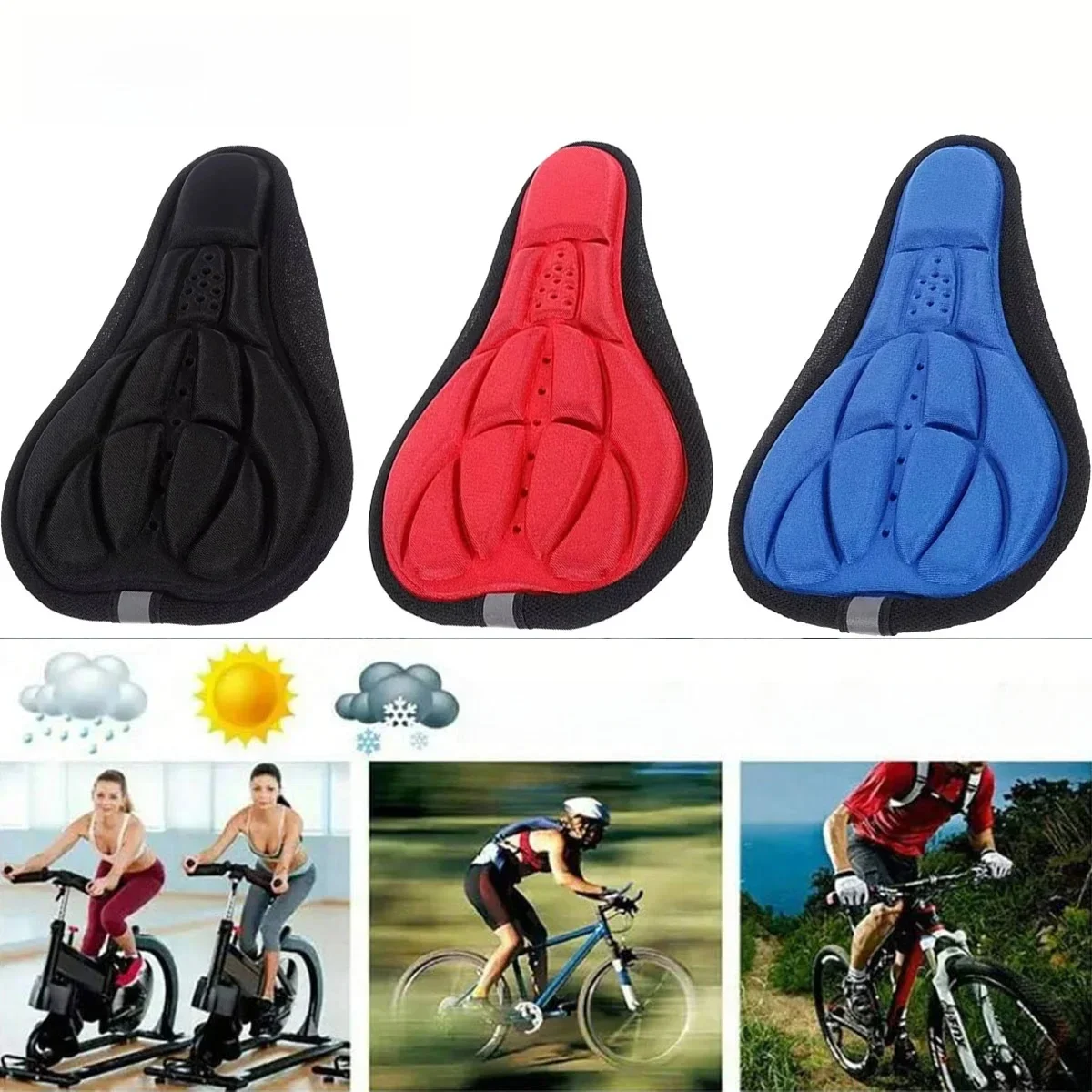 AliExpress pinmoap Mountain Bike 3D Saddle Cover Thick Breathable Super Soft Bicycle Seat Cushion Silicone Sponge Gel Bike Seat Bicycle Accessories