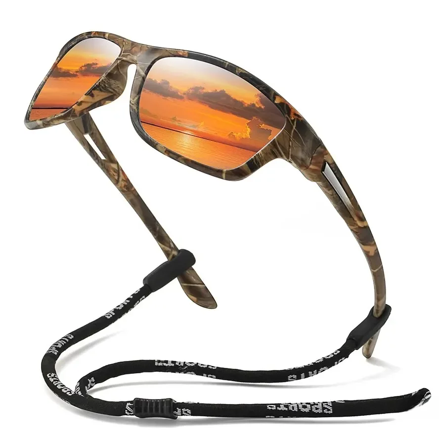 AliExpress Other Fashion Camouflage Pattern Sports Polarized Sun Glasses With Chain Men Women Cycling Climbing Skiing