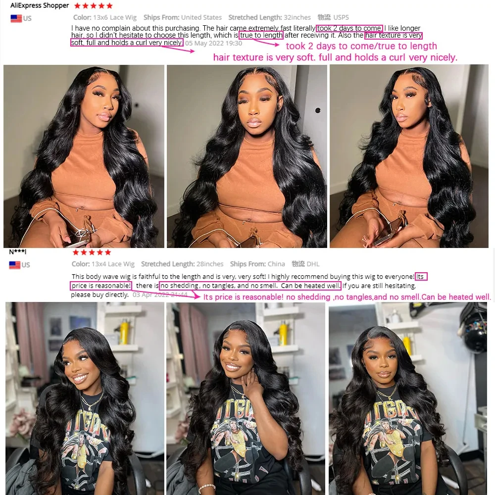 Perruque Body Wave Lace Front Wig 360 naturelle, cheveux humains, pre-à-porter, sans colle, avec closure 4x4 5x5, 13x4 13x6, transparente HD