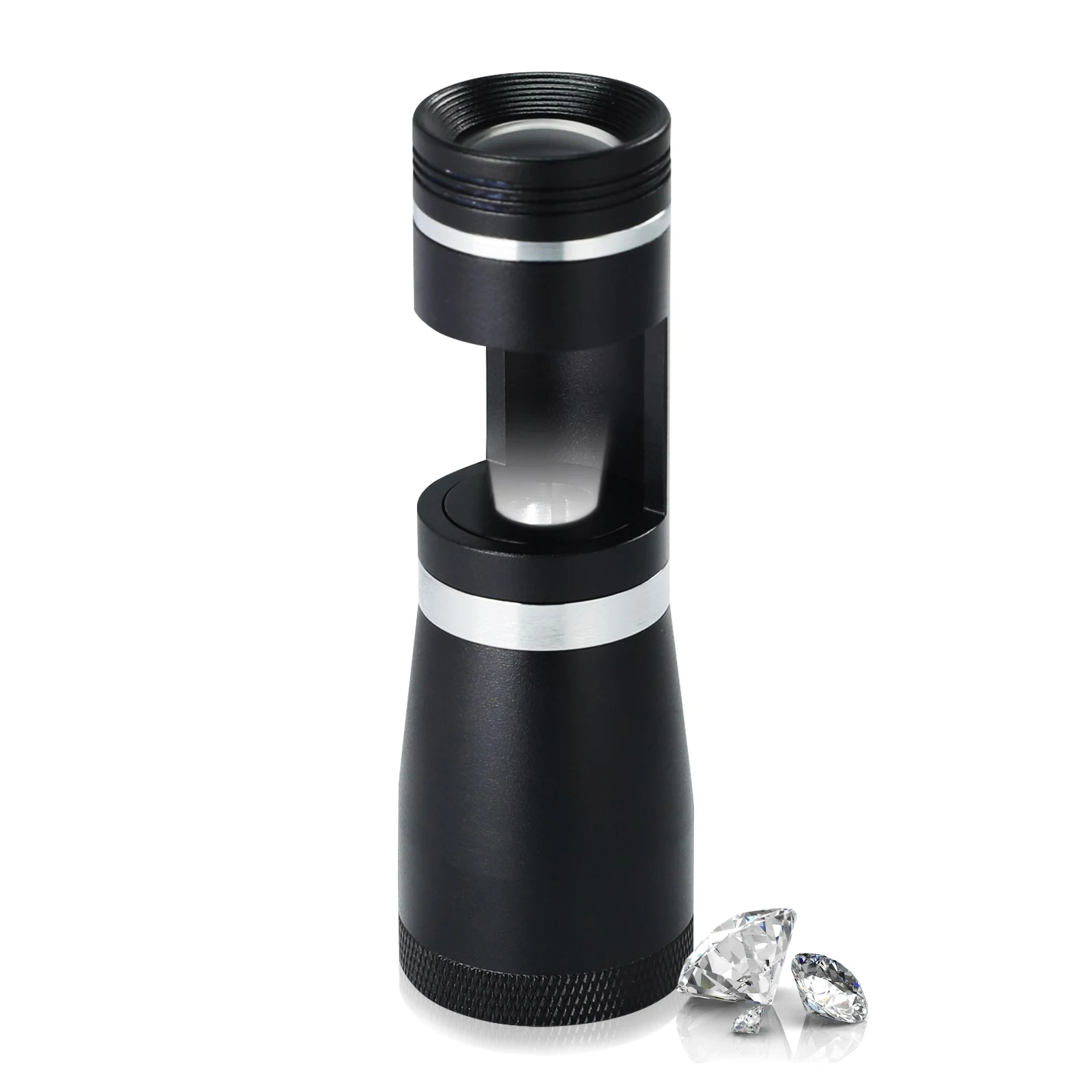 10x Triplet LED Loupe Magnifier 20.5mm Darkfield Gemstone Jewelry Identification Tool,Compact Aluminum Handheld Magnifying Glass