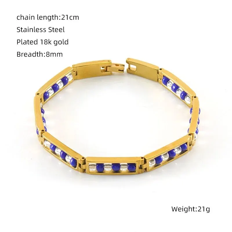 CARLIDANA 2022 Neue Ankunft Edelstahl Schmuck Grün und Gelb Farbe Orula Armband Mix Perlen Unisex Armreif Für Frauen – Detail 10