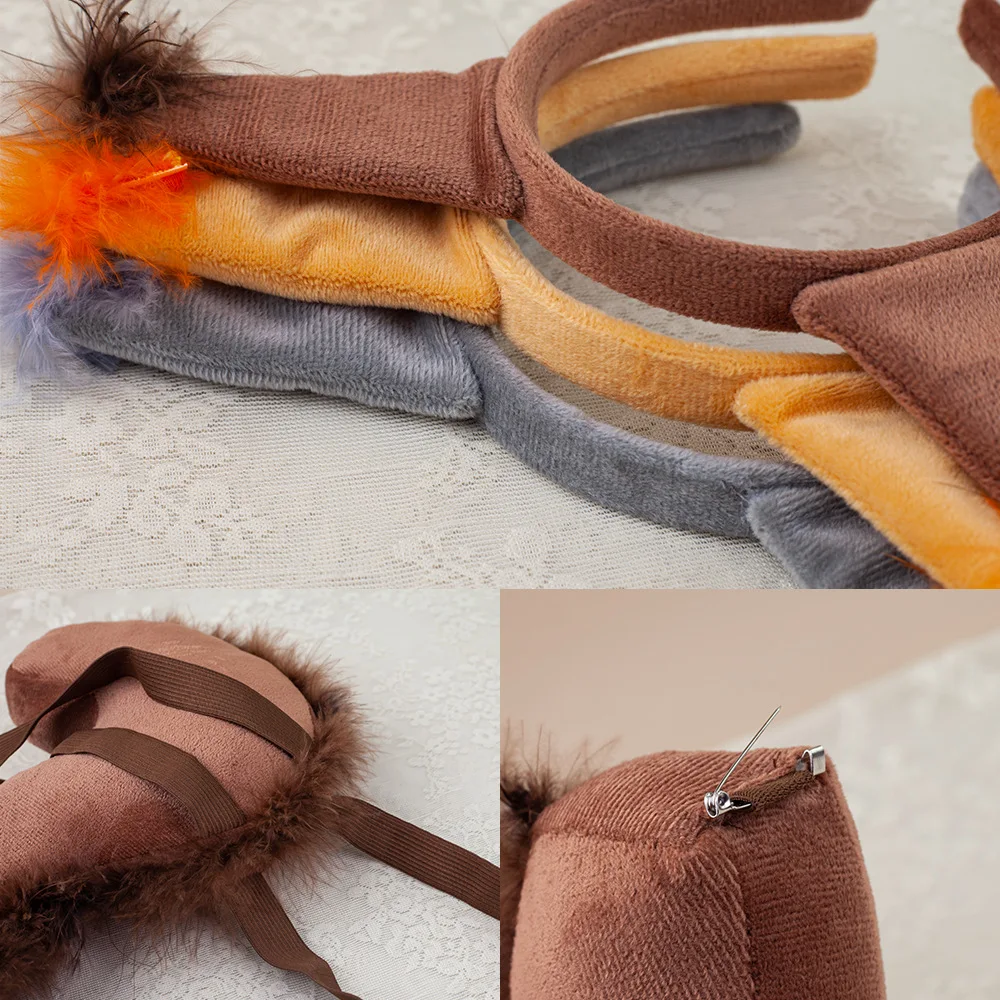 Animal Squirrel Tail Costume Kit Kids Cosplay Hairband for Carnival Halloween Children Costume Accessories Hair Hoop Headdress