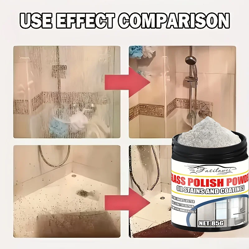 Premium glass polishing powder, professionally removes blur and fine scratches from glass surfaces - suitable for polishing and