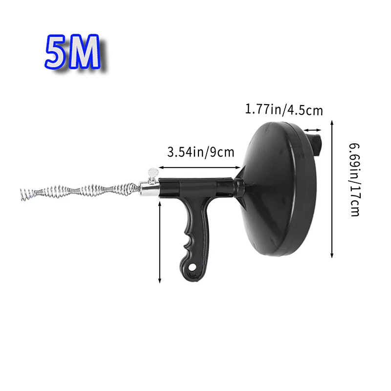 5M Plumbing Snake Drain Auger Sink Auger Hair Clog Remover Heavy Duty Pipe Drain Cleaner for Bathtub Drain Sink Kitchen Shower