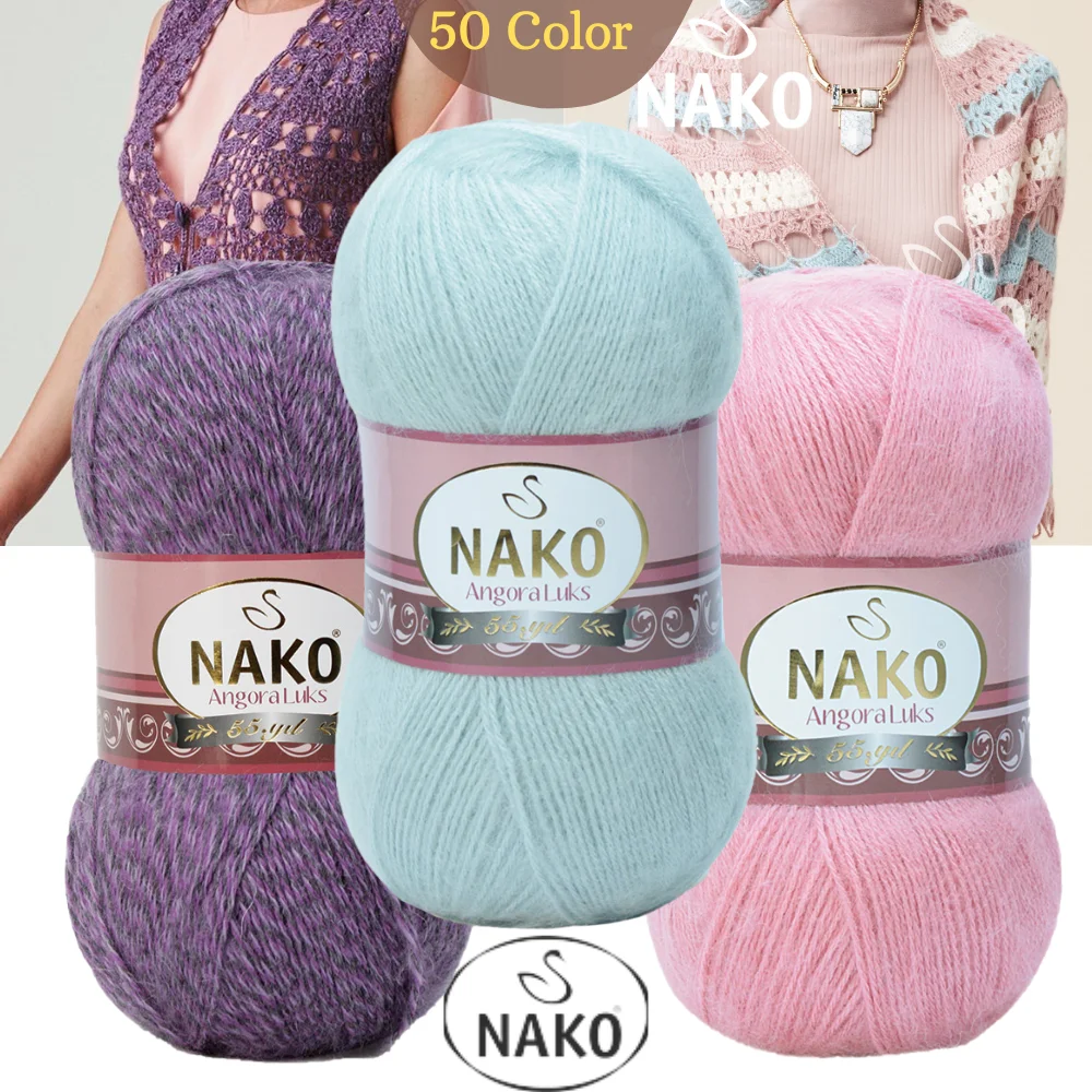 Nako Angora Luxury Wool Hand Knitting Yarn, 100 Grams Of 550 Meters, 50 Color, Premium Acrylic, Mohair, Glitter, Yarn, Home Textile, Autumn, Winter,