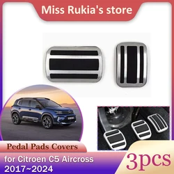 Car Gas Brake Pedal for Citroen C5 Aircross 2017~2024 2018 Stainless Steel Anti-Slip Rest Clutch Foot Pedals Cover Accessories