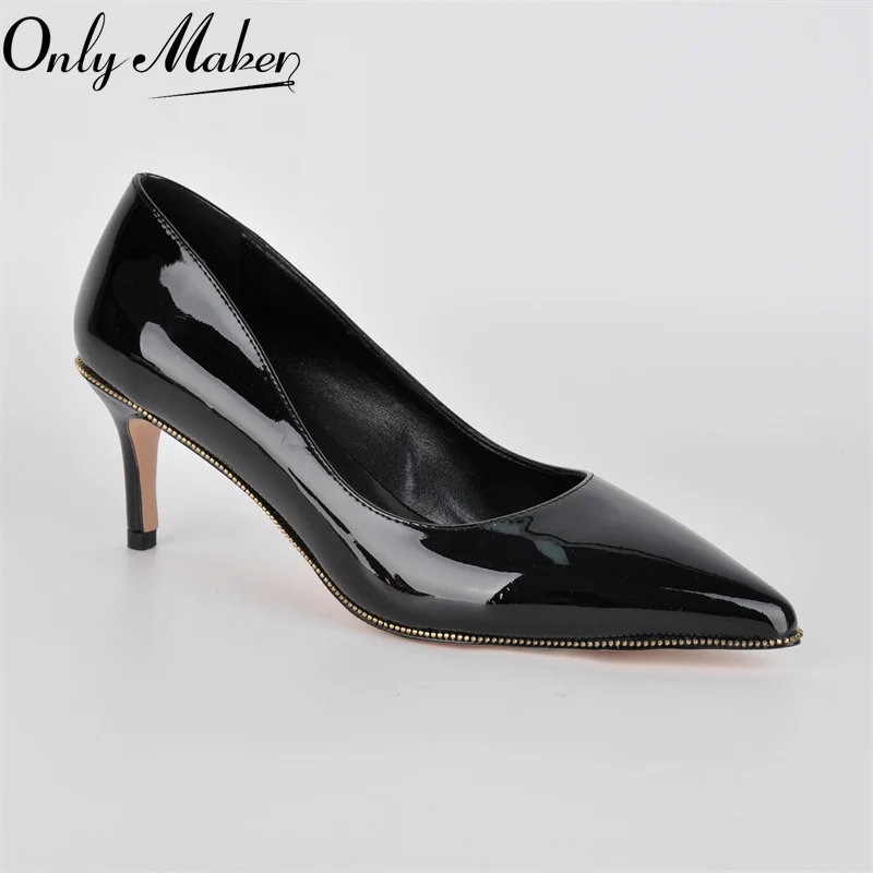 

Onlymaker Women Pointed Toe 6.5CM Thin Heel Pumps Heeled Big Size Slip On Party Office Stiletto Pumps