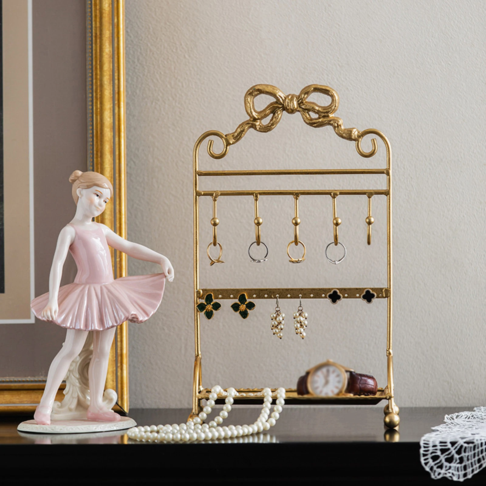 

Jewelry Organizer Tower Holder Stand Lipstick with Display Tray Storage Rack Home Watches Keys Lipstick Earrings Rings Holder