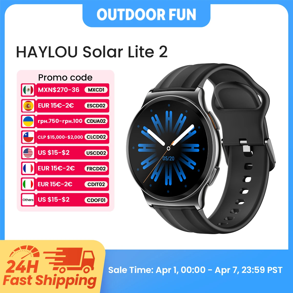 HAYLOU Solar Lite 2 Smartwatch 1.43\'\' AMOLED Display 24h Health