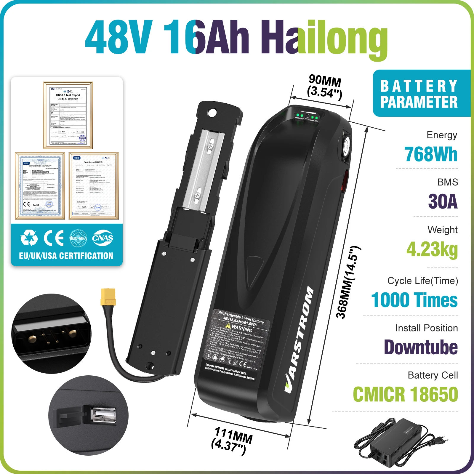 Hailong Max accu 48V 30AH 1440Wh met slimme BMS 40A en 21700 cellen, lange levensduur, ook 52V 25Ah 20Ah, originele accu met hoge capaciteit voor e-bike, compatibel met Bafang BBS02 BBS03 BBSHD