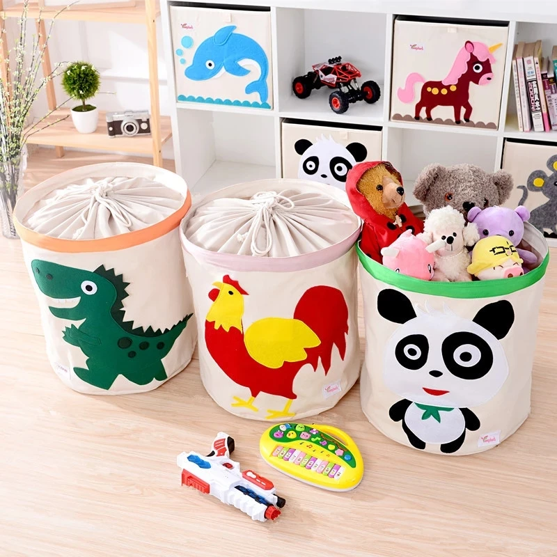 Large Capacity Toy Storage Basket Cartoon Toys Storing Container Dirty Clothes Laundry Basket Sundries Dust-proof Organizer Bag