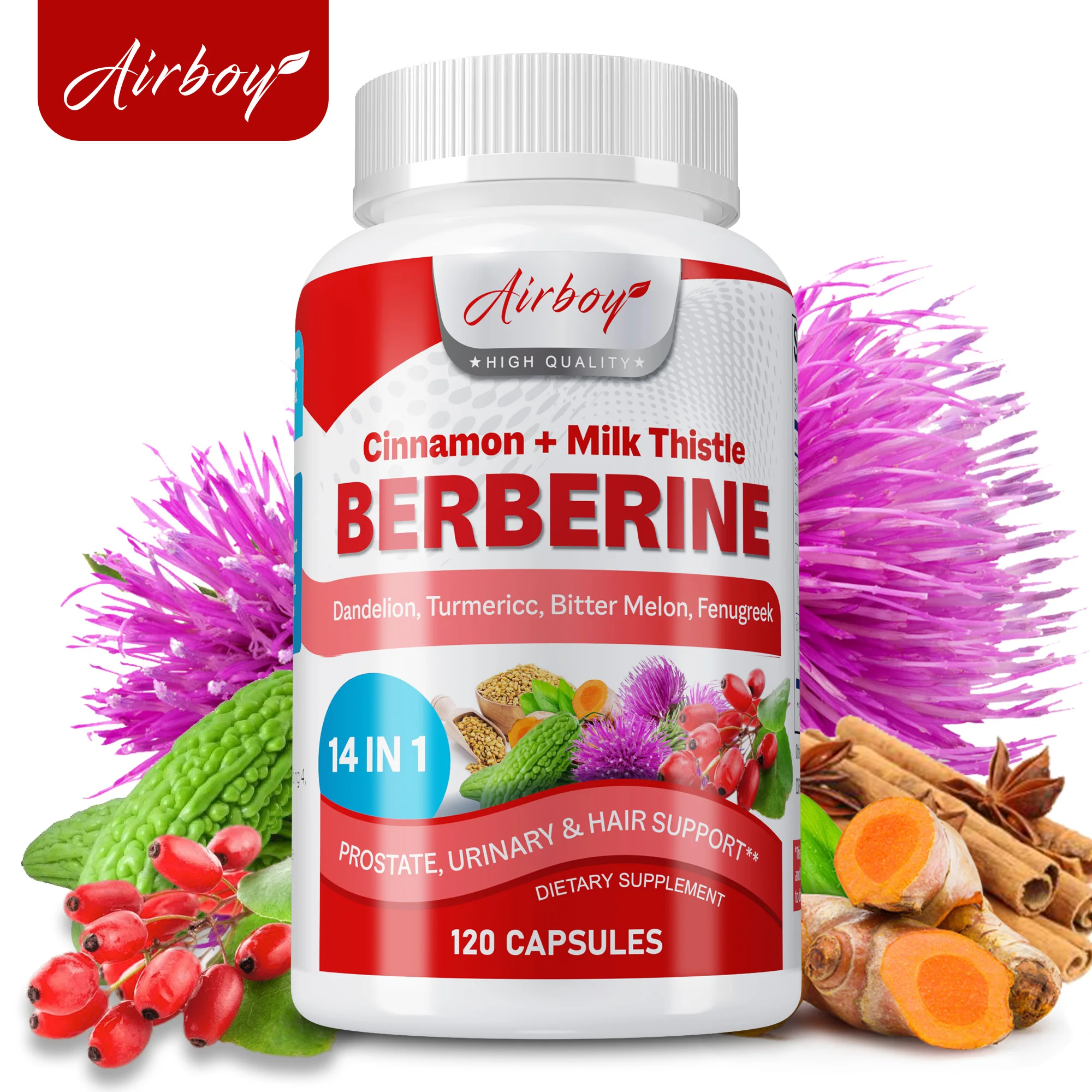 Berberine Capsules - Ceylon Cinnamon, Milk Thistle - Support Glucose Balance, Liver Health, Improves Digestion - 120 Capsules