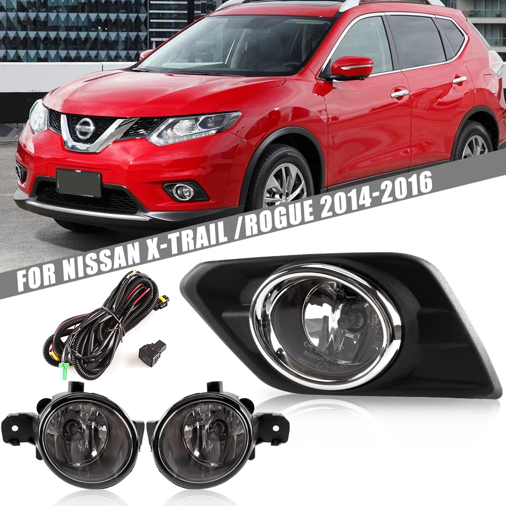 【Spot goods Real shot】Front Bumper Fog Lamp Upgrade  FOR Nissan X-Trail rogue 2014 2015 2016 Version Additional Foglight Set