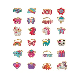 Kpop Cute Multiple Animal Unicorn Open Multiple Rings For Women Alloy Multicolor Enamel Adjustable Ring Jewellery For Girls