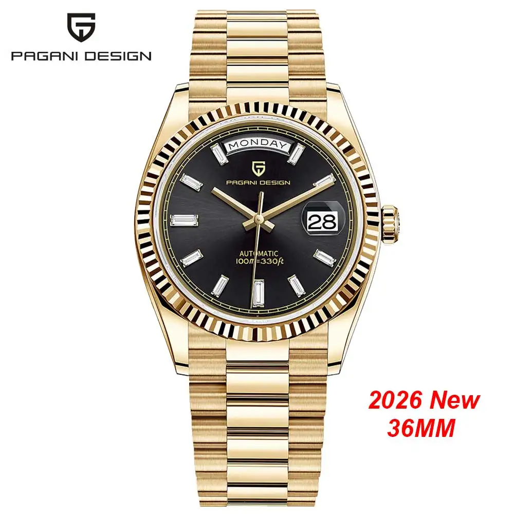 PAGANI DESIGN D36 Goud Zwart Heren Mechanisch Horloge Luxe Automatisch horloge voor heren AR Saffierglas Polshorloge Lokale verzending - afbeelding 1