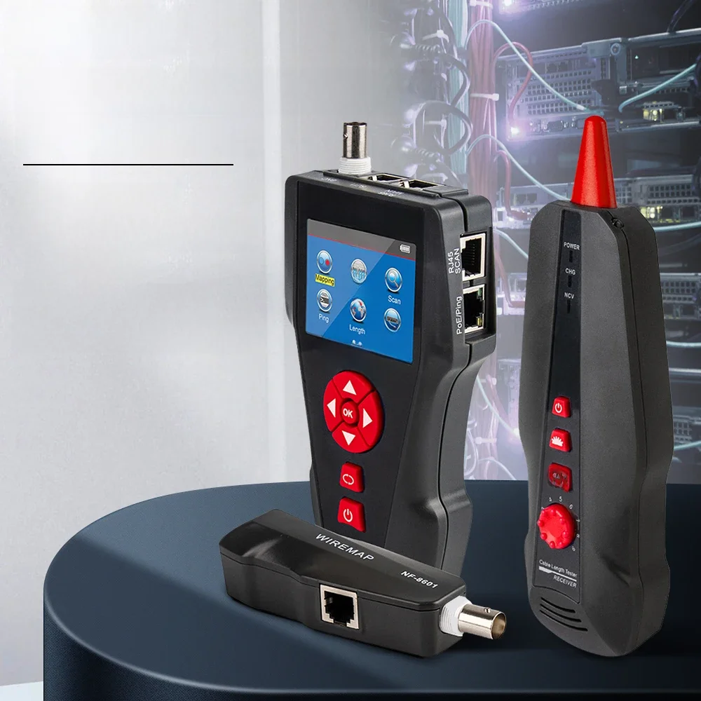 Noyafa NF-8601 Network Cable Tester Ethernet Cable Tracker with PoE/PING Function Measure Length Wiremap Tester Network Tools