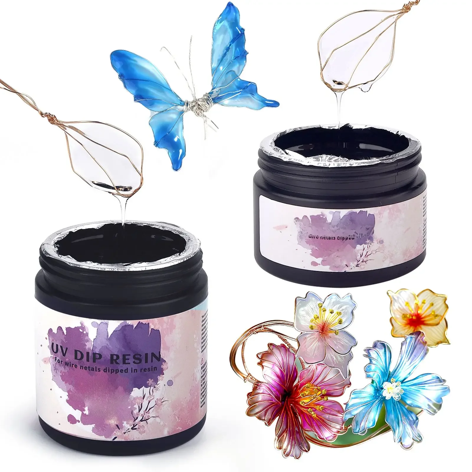 50/100ml Przezroczysty klej żywiczny UV DIP do drutowych kwiatów UV do tworzenia kwiatów Płynna żywica Kryształowy klej UV DIY Spinka do włosów Biżuteria — zdjęcie 2