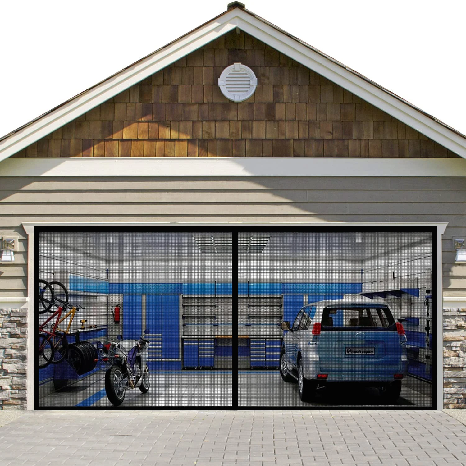 9 ft. x 7 ft. Black Fiberglass Magnetic Garage Door Screen