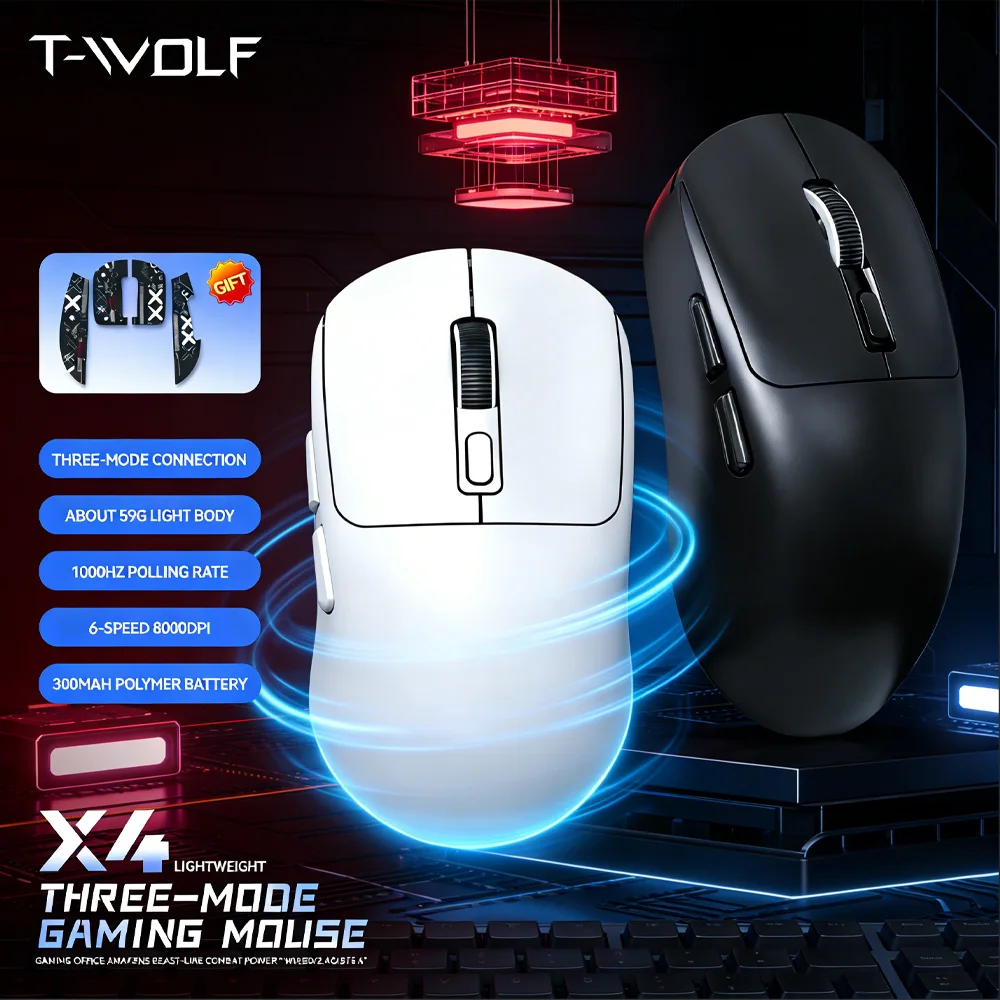 

Горячая распродажа: Беспроводная мышь T-WOLF X4, три режима, легкая (59 г), регулируемая 8000 DPI, частота опроса 1000 Гц, долговечная батарея, MouseX4