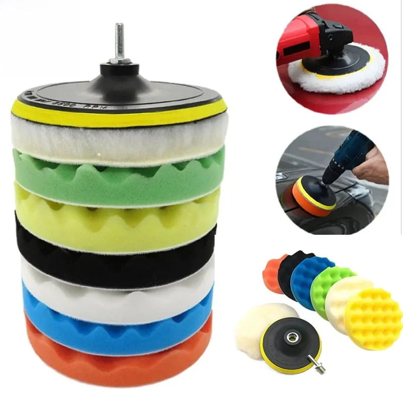 Kit de tampons de polissage pour voiture, 9 pièces, 3 pouces, 75MM, éponge propre, tampon de polissage, fil M10, boule de laine, tampon de support automobile, soins de réparation automobile