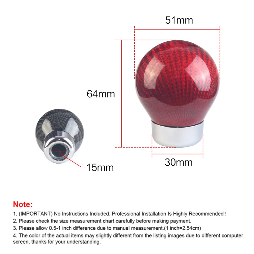 Universal gear shift head (suitable for automatic/manual transmission) made of carbon fiber aluminum alloy