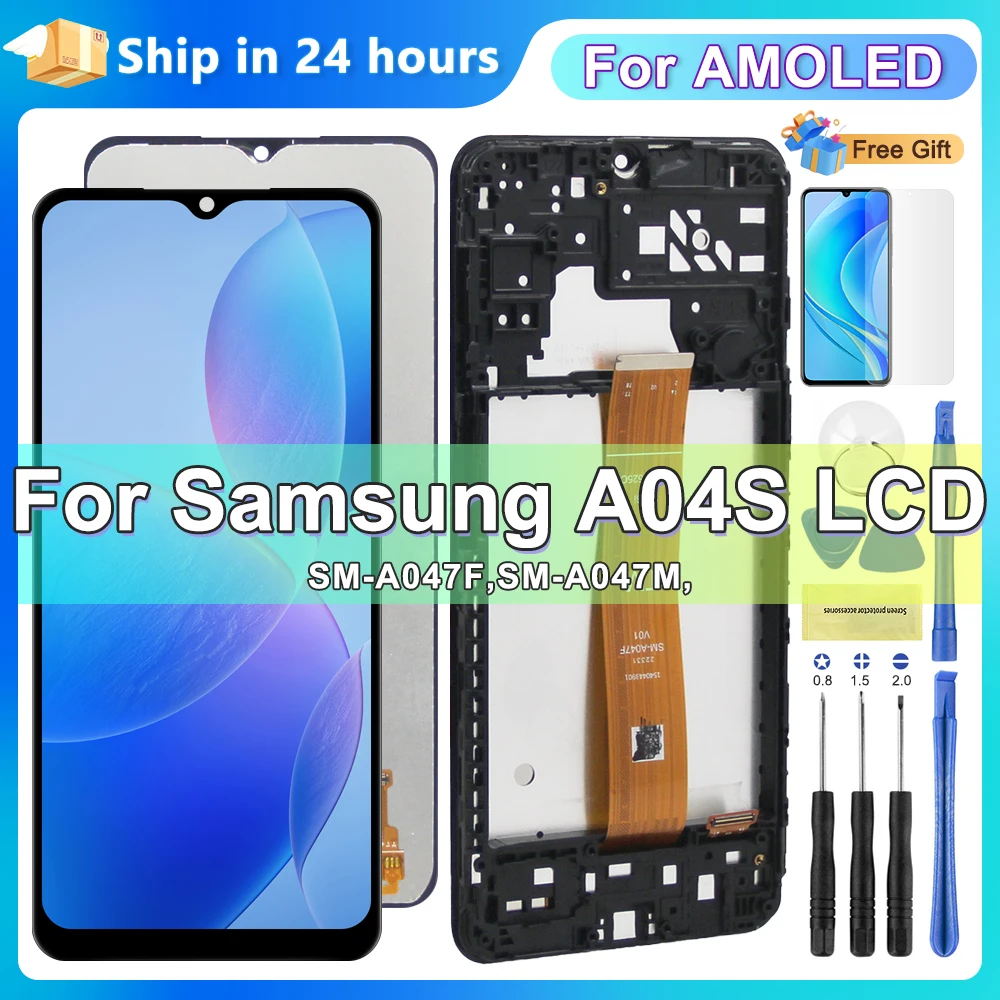 

6.5'' Screen For A04 A04S with Frame, for Samsung Galaxy A04s A04e A045 A042 A047 Lcd Display Digitizer Touch Screen Assembly