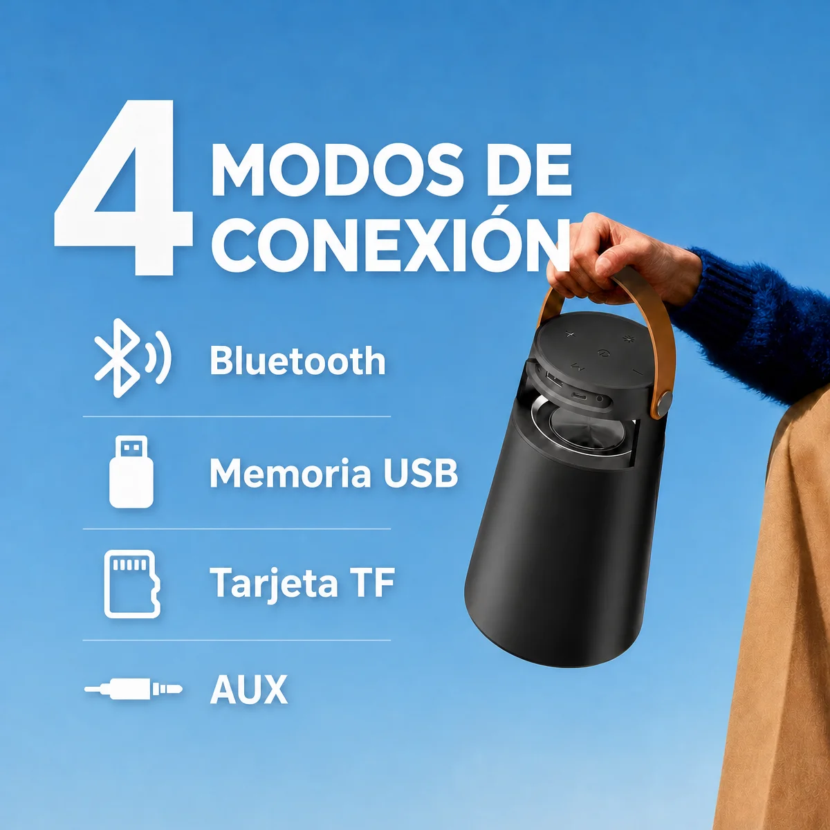 Altavoz Bluetooth portátil WOOX: un subwoofer inalámbrico resistente al agua equipado con una luz ambiental LED dinámica y un cordón