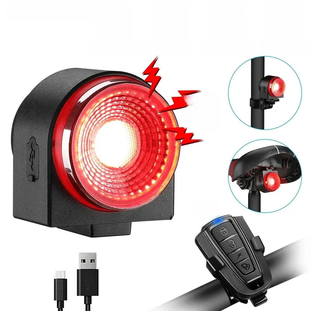 AliExpress awapow Awapow Bicycle Alarm Tail Light USB Charging Bike Anti Theft Alarm IPX5 Waterproof Auto Brake Cycling Bicycle Rear Light Alarm