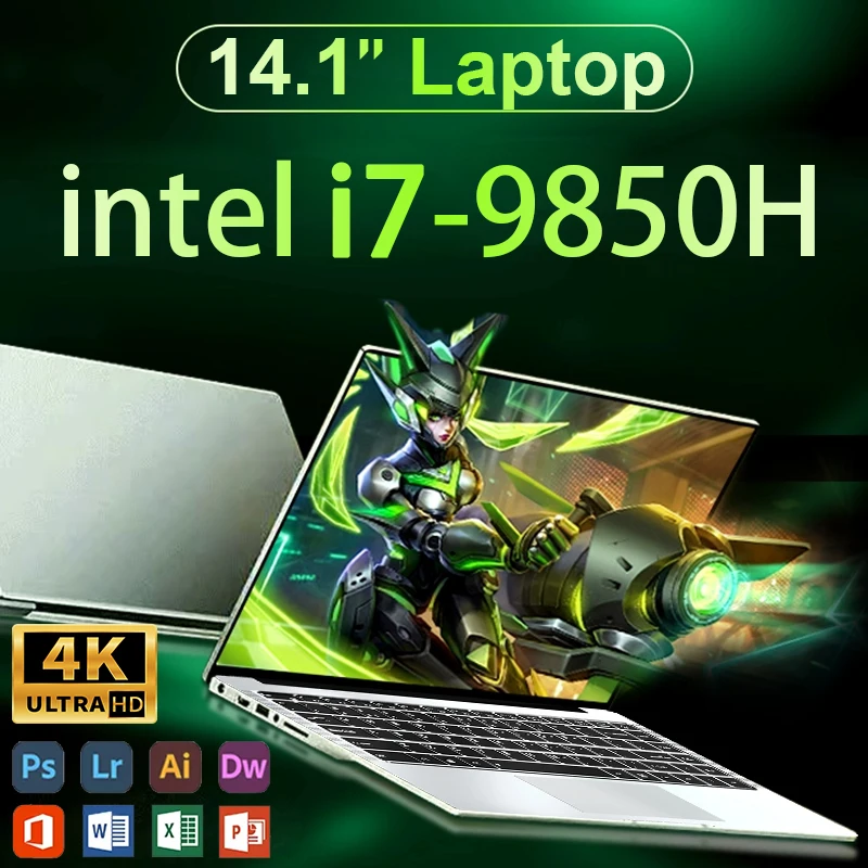 Portátil de Oficina 2026 con Windows 11 Pro, Intel i7 9850H, Pantalla de 14.1 Pulgadas, 12GB de RAM, 1TB/2TB SSD, Portátil para Juegos, 1920*1080 HD