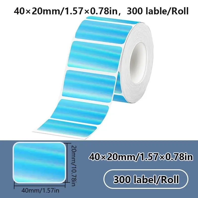 40x20MM Kompatibel mit Phomemo M110 M220 M200 Selbstklebendes Farblaser-Thermopapier, E210 P50 Detong P1 HPRT T20 MAKER