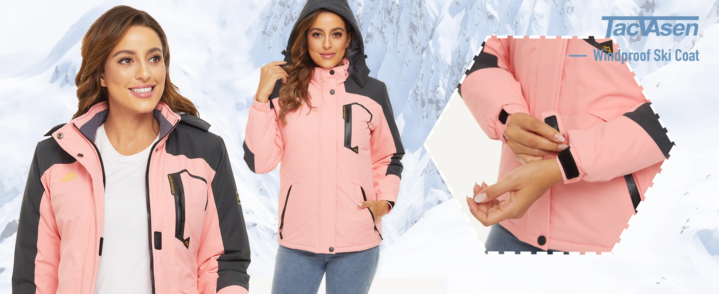 TACVASEN Winter Ski Snowboard Jacket Womens Waterproof Thermal Heavy Fleece Jackets Casual Work Rain Work Coat Windbreaker Parka