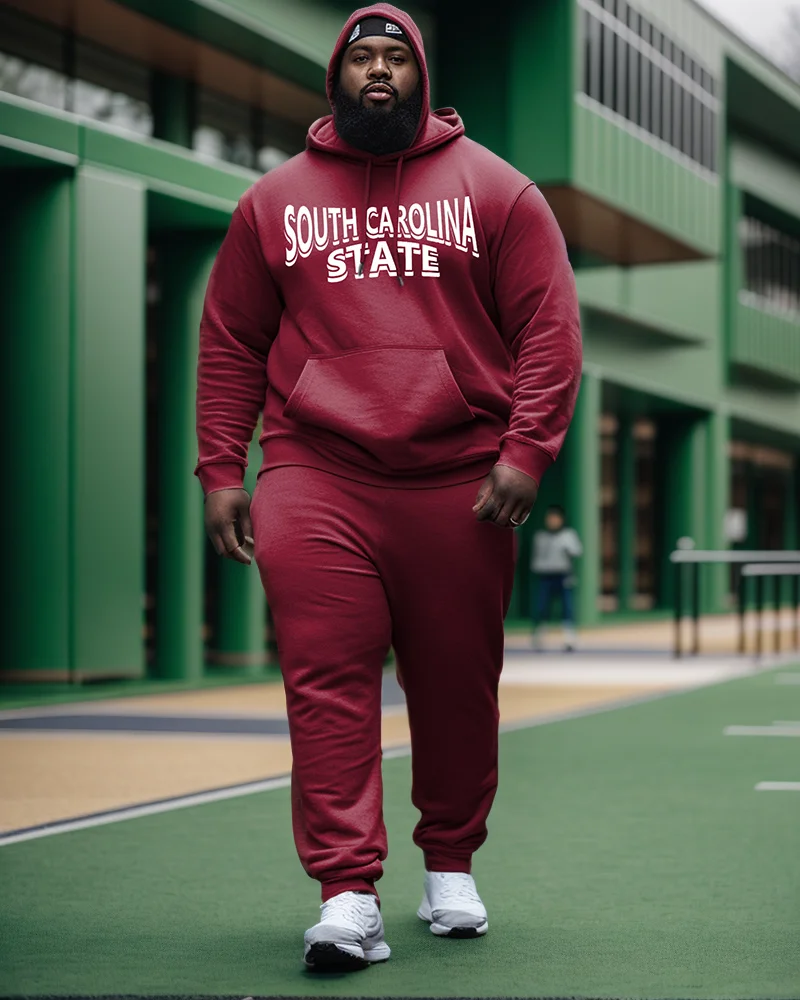 Biggmans Men's Plus Size Clothing Texas Southern University Style Hoodie and Sweatpants Two Piece Set