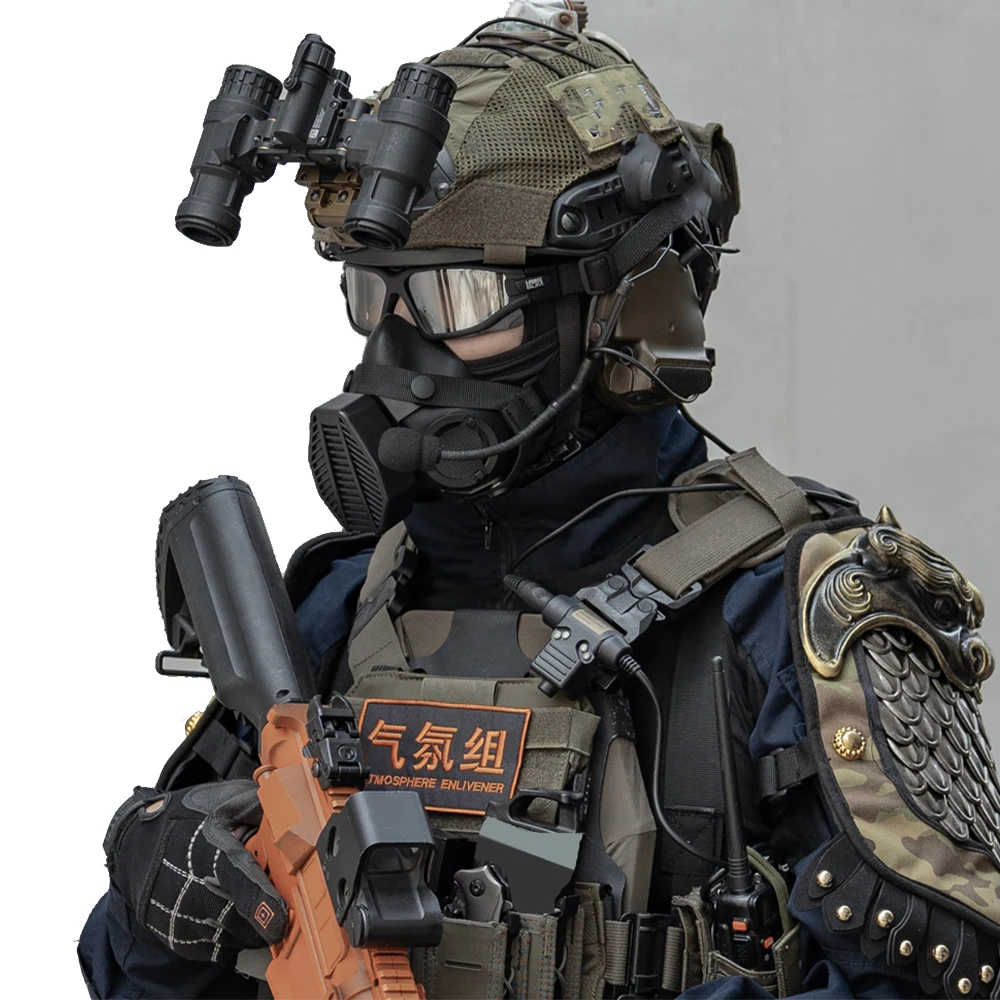 FAST Tactical Airsoft Helmet Set with Headphones NVG Model Signal Light Glasses Respirator Mask for Field CS Hunting Shooting