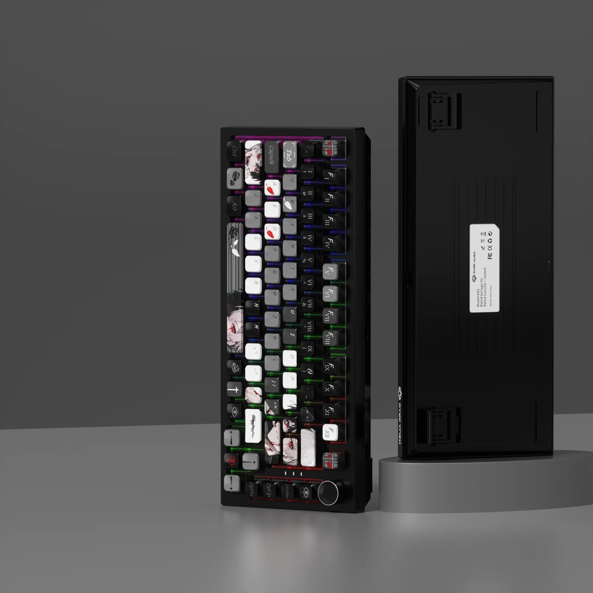 118-Key Dark Night FeiXiang Keycap Set, Gray Four-Side Transparent, Dye-Sublimation Process, PBT Mechanical Keyboard Keycaps