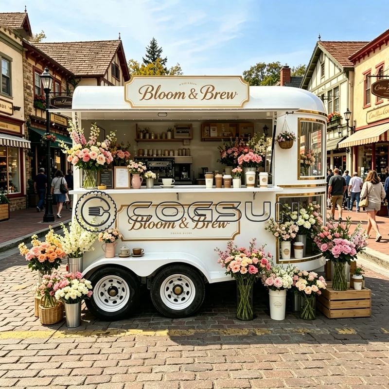 Customizable Retro Outdoor Luxury Mobile Cafe Trailer Multi-Functional BBQ & Lce Cream Catering Vehicle Sales