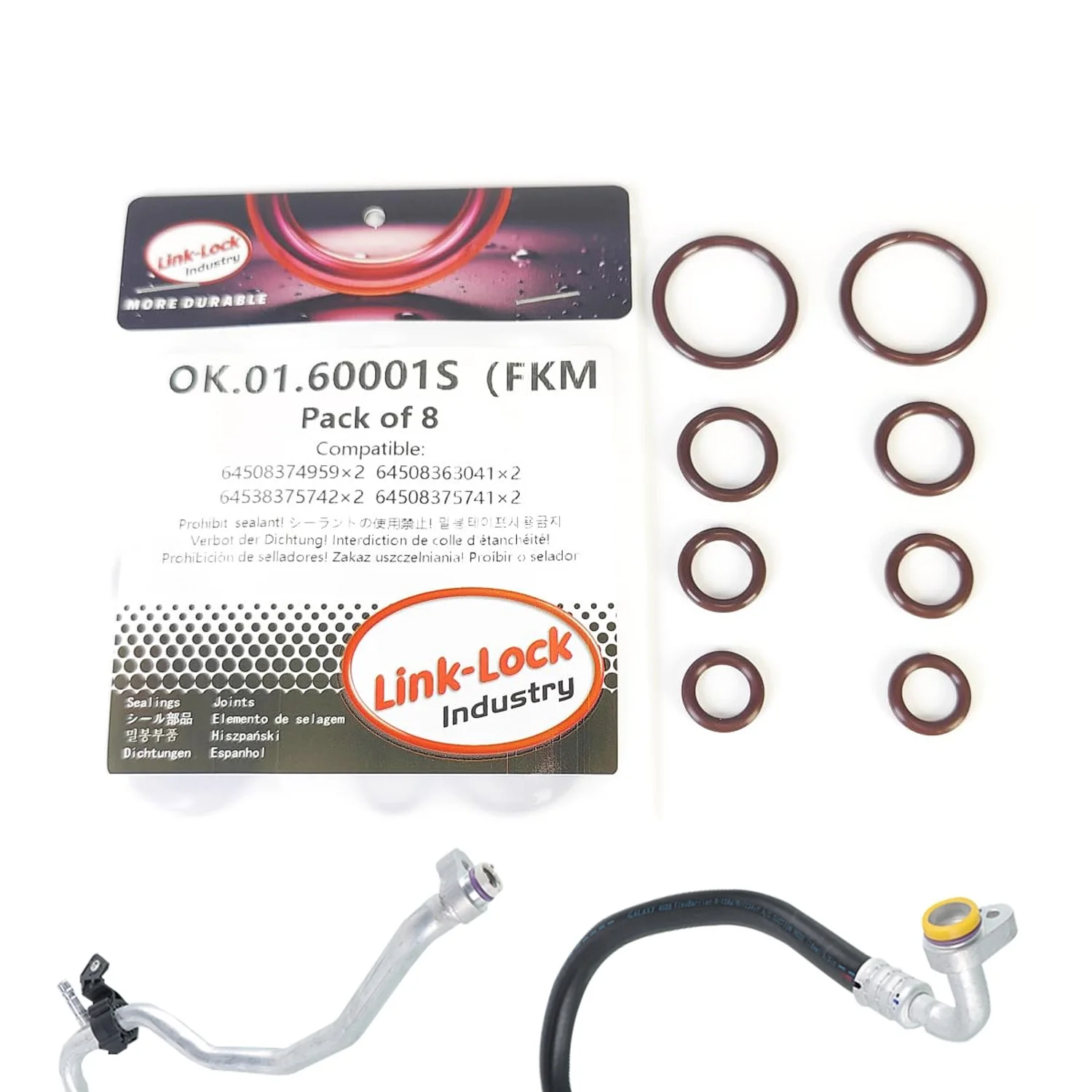 8PCS FKM OK.01.60001S Air Conditioning Pipe O-Ring kit 64508374959 64500141232 64508363041 64538375742 64530141213 64508375741