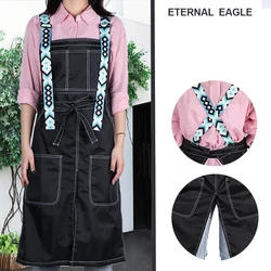 Long Waterproof Apron for Hairdresser, Adjustable Work Clothes, Fashionable Nylon Apron, Coffee Shop, Hairdresser, Nail Salon