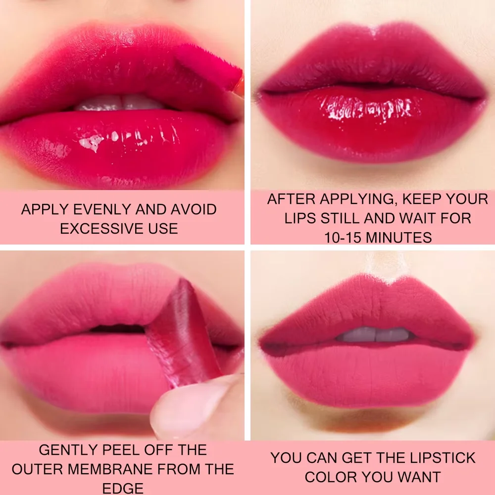 Set Peel-Off Lip Stain Waterproof Transfer Resistant Tear Off Peel Off Lipstick Makeup Matte Lip Long Lasting Non-Stick Cup