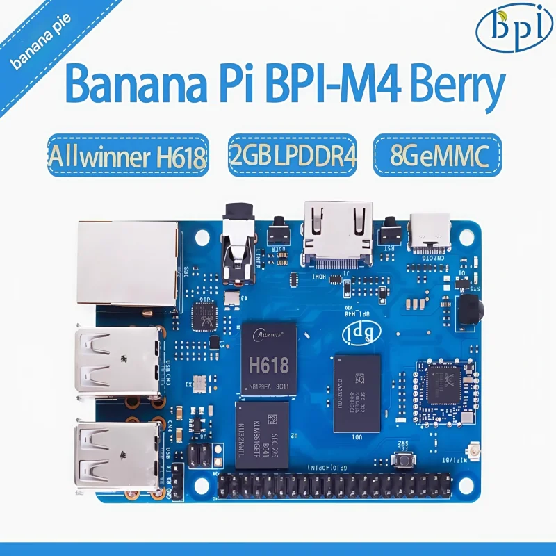 

Banana Pi BPI-M4 Berry adopts Allwinner Technology H618 chip design, with 2G memory and 8G eMMC storage