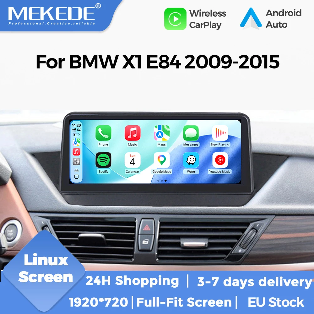 Autoradio MEKEDE avec écran tactile, système Linux, pour BMW X1 E84 2009-2015, navigation GPS, Carplay sans fil, Android Auto, BT, WIFI, lecteur multimédia pour voiture, prise en charge d'Idrive, USB, SWC, Mirror Link, affichage du système d'origine