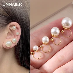 UNNAIER 1 Pair of Pearl Ear Clip Resin Material Female Retro Temperament No Hole Ear Clip Fashion Female Jewelry 2023 Earrings