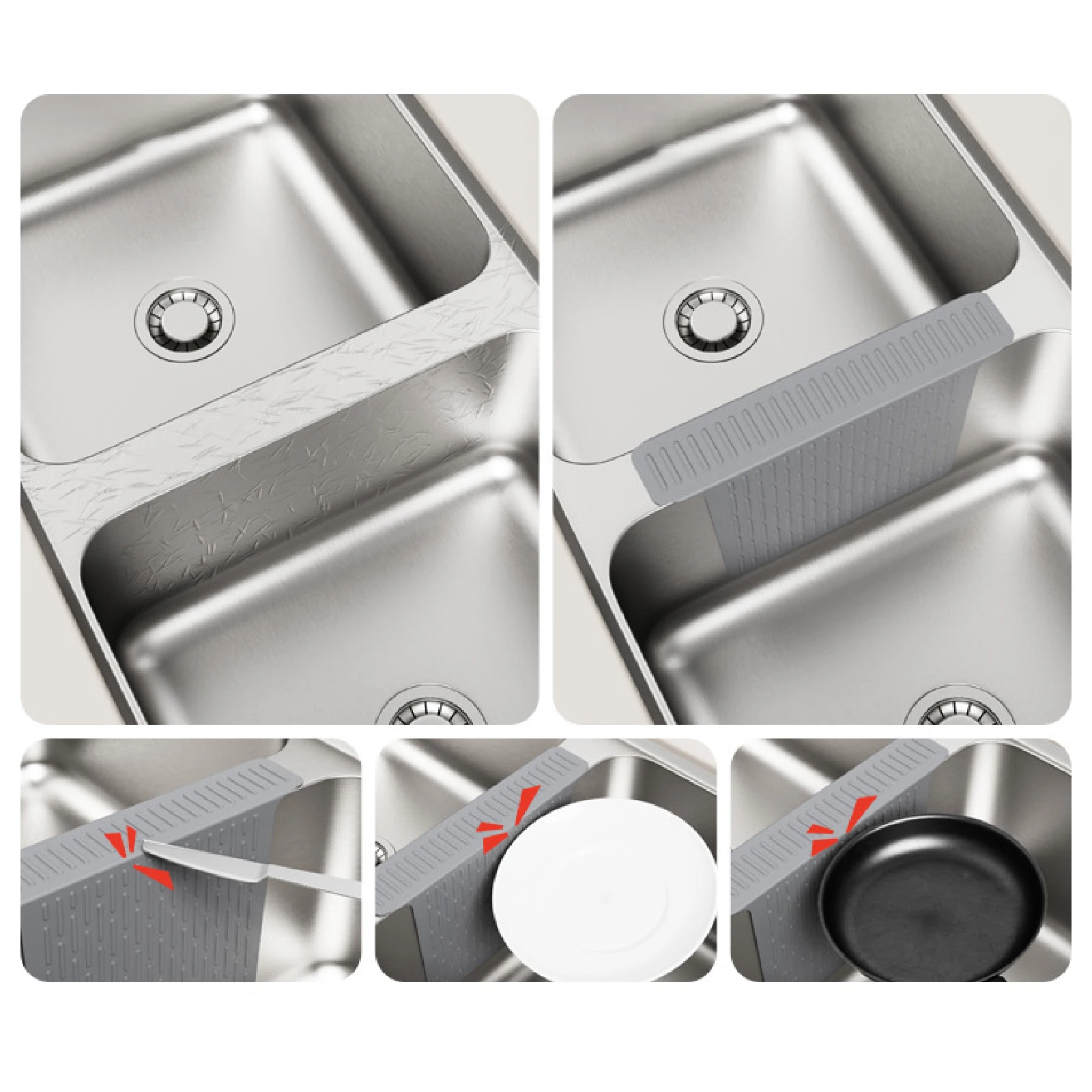Kitchen Sink Saddle Protector Sink Saddle Silicone Sink Divider Pad Kitchen Sink Protection Pad Non-Slip Bump Scratch Drain Pad