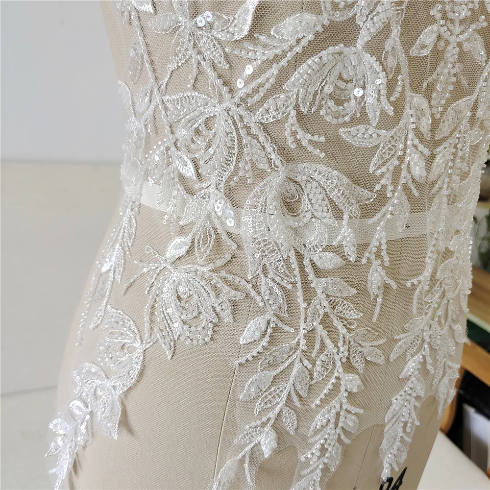 Heavy lace cloth fabric flower edge wedding dress skirt clothing hollow diy handmade chest decoration