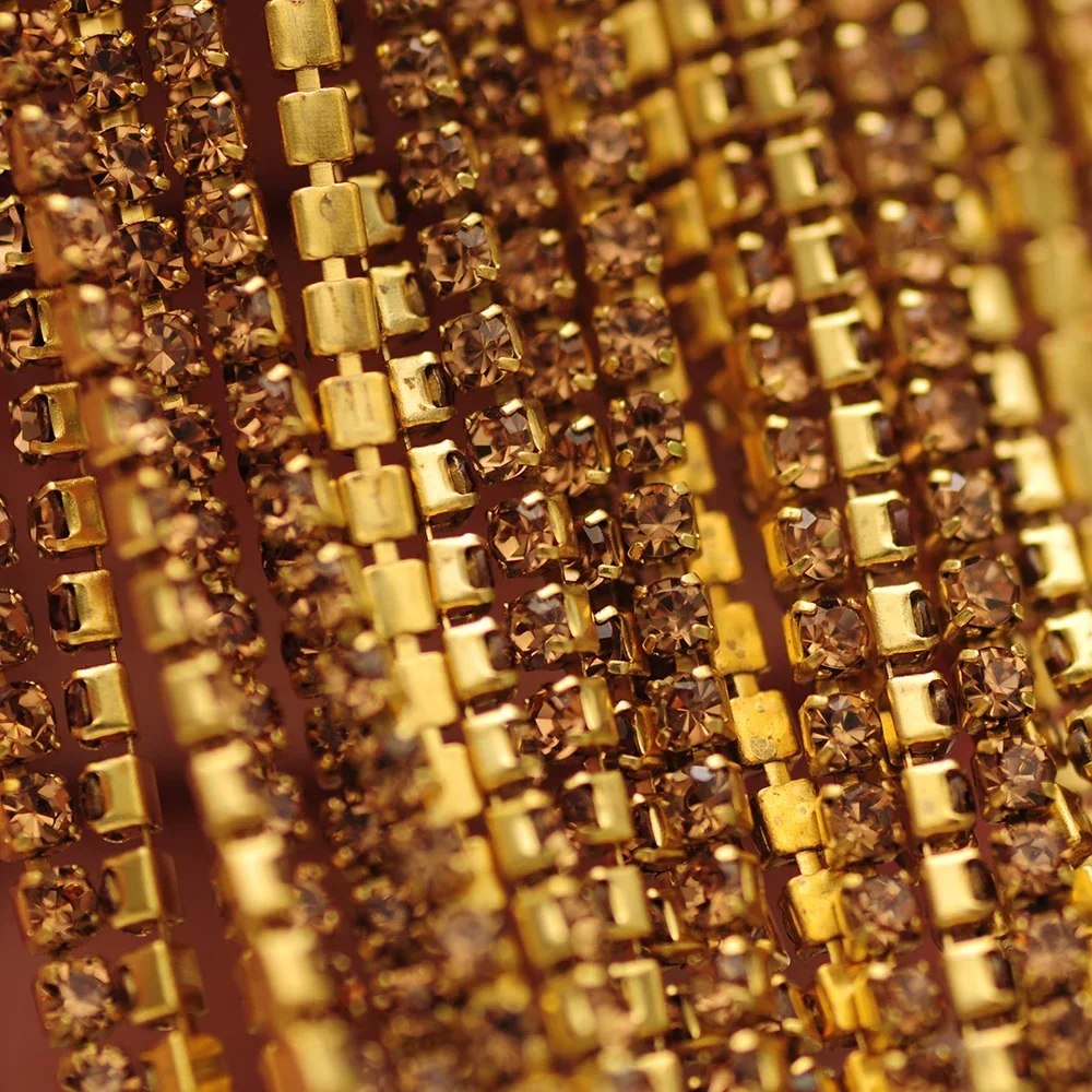 Yanruo 10 Meter Licht Colorado Topaz Gouden Klauwen Naaien Steentjes Ketting Glas Kristal Handwerk Steentjes Trouwjurk - afbeelding 2
