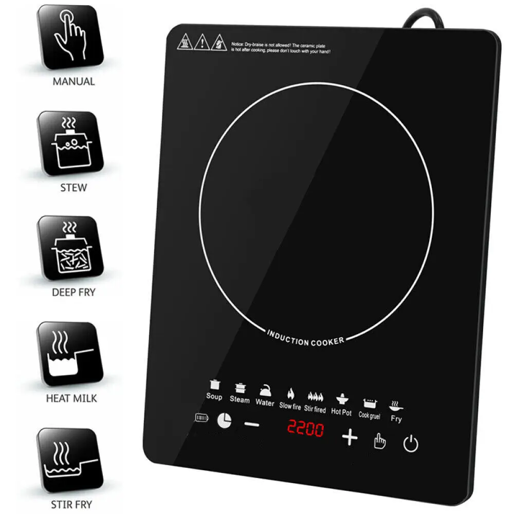 Shop1105233629 Store 2200-W-Einzel-Induktionskochfeld, tragbarer Tischkocher, kleine wasserdichte Elektroplatte für den Hausgebrauch, mit Touch-Timer,