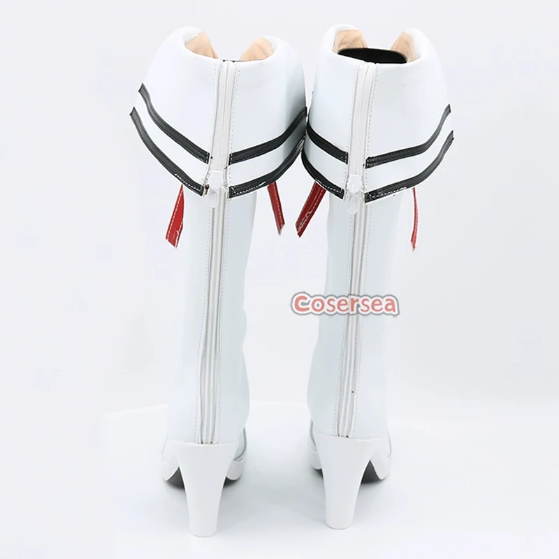 รองเท้าคอสเพลย์ Cosersea Gold Ship Uma musume: Pretty Derby รองเท้าส้นสูงสีทองสำหรับฮาโลวีน รองเท้าคอสเพลย์หนังสีขาว รองเท้าบูทคอสเพลย์