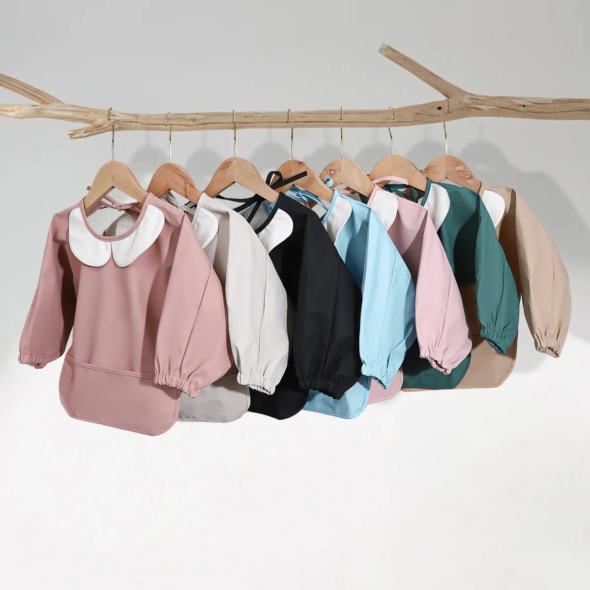 1 pièces couleur unie peinture Smock bébé doux imperméable à manches longues Art Smock alimentation bavoir tablier pour enfants accessoires