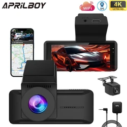 Aprilboy 4K WIFI Dash Cam Front Camera Dual Lens Dashcam Car DVR Video Recorder with GPS Night Vision 24H Parking for Car