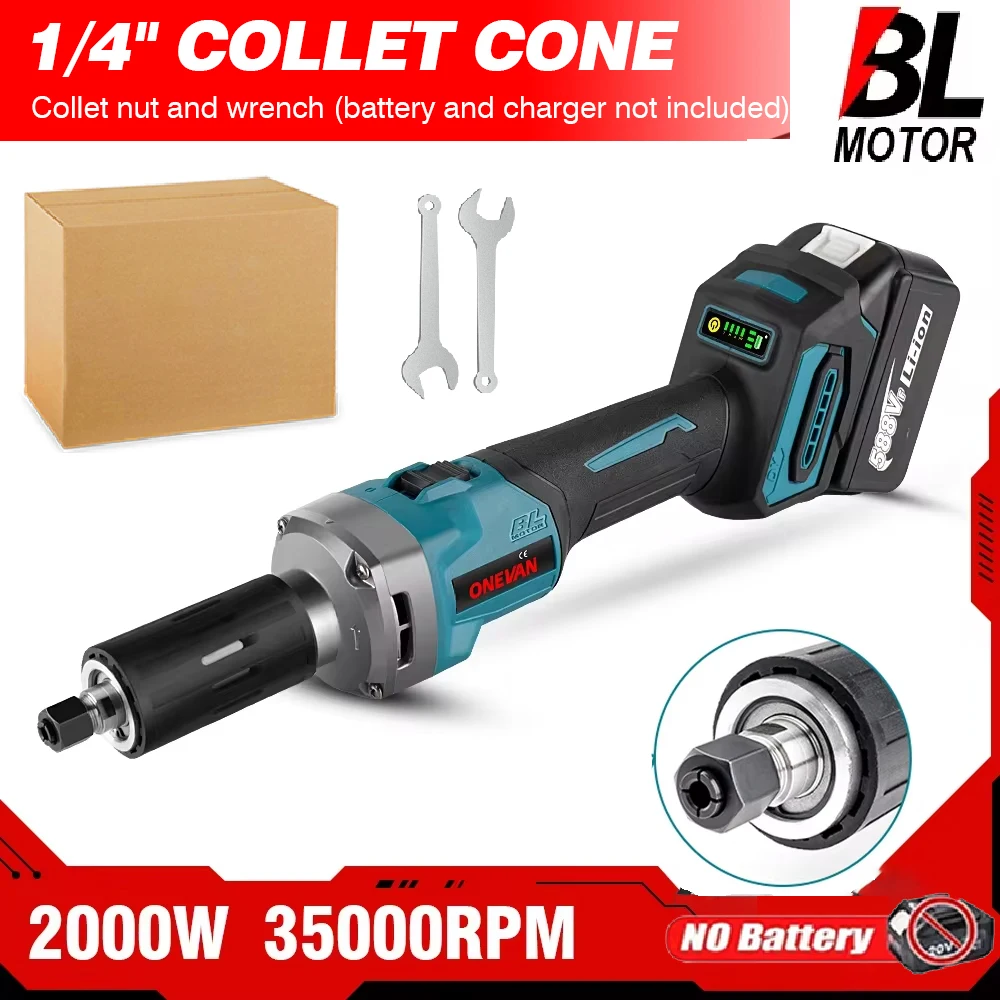 35000RPM 6mm Brushless Electric Die Grinder 2000W Cordless Variable 4 Speed Adjust Rotary oils For Makita 18v Battery